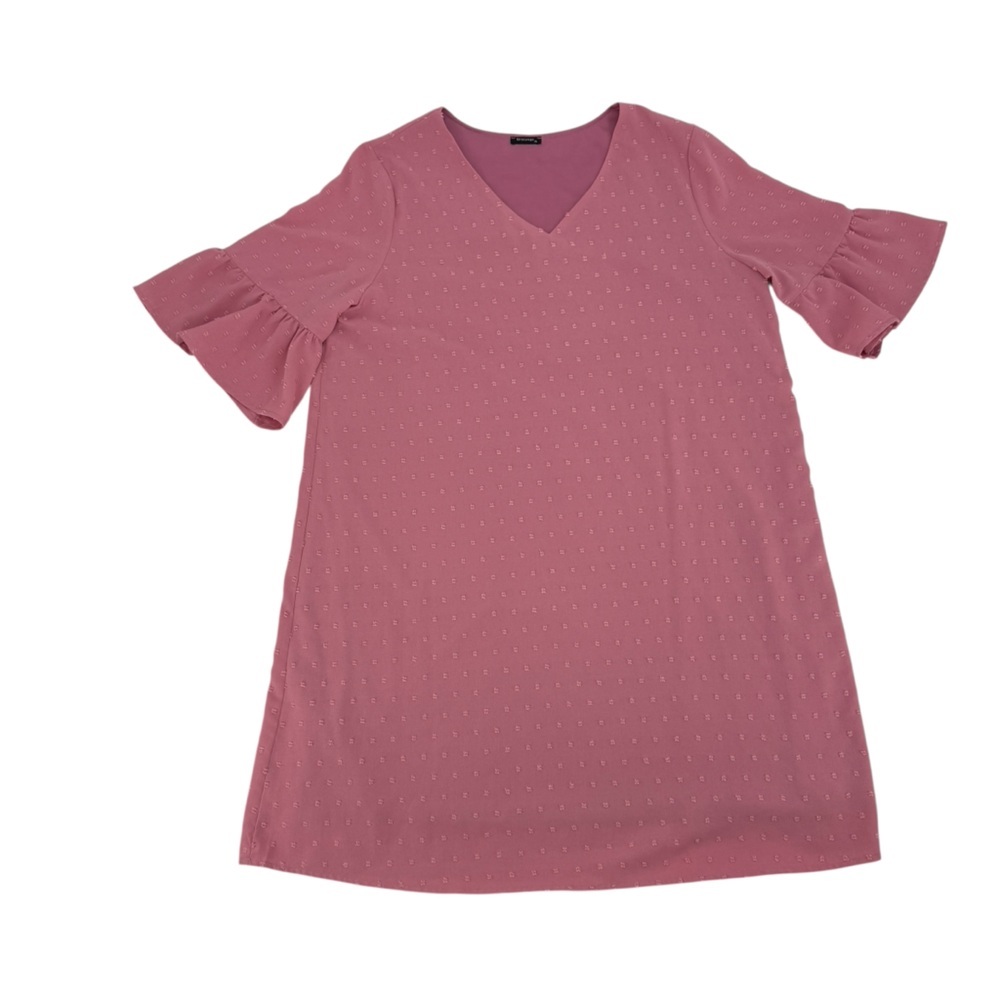 Gracyoga Chic Mauve Polka Dot V-Neck Ruffle Sleeve Mini Dress Size XL Women’s